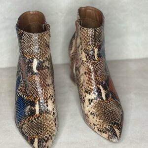 Women's Snake-Print Ankle Boots in Multi Brown